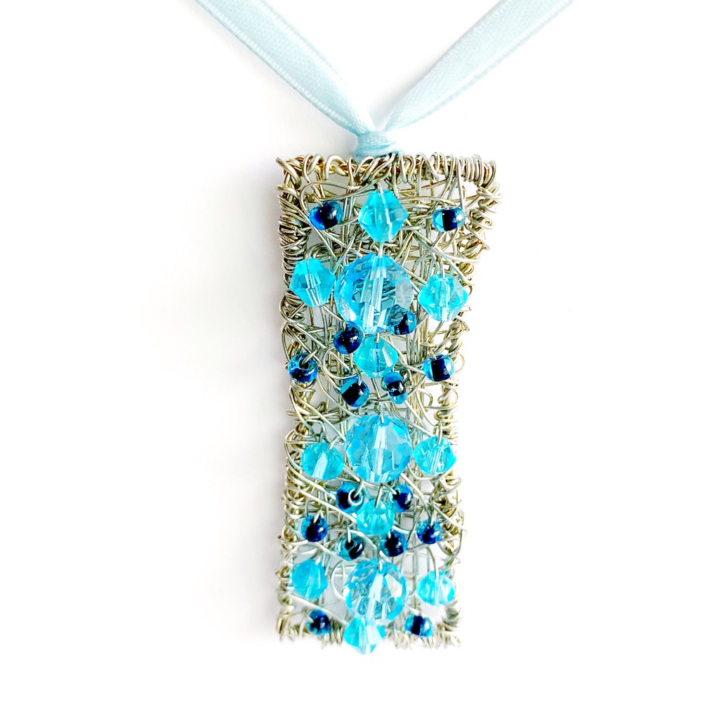 Silver Wire Wrapped Pendant Swarovski Crystals